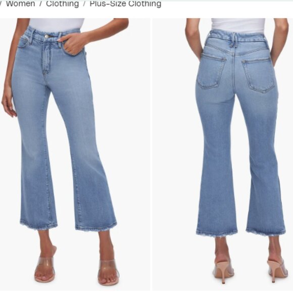 Good American Good Legs Crop Mini Boot Indigo Jeans Size 8/29 - Picture 1 of 7
